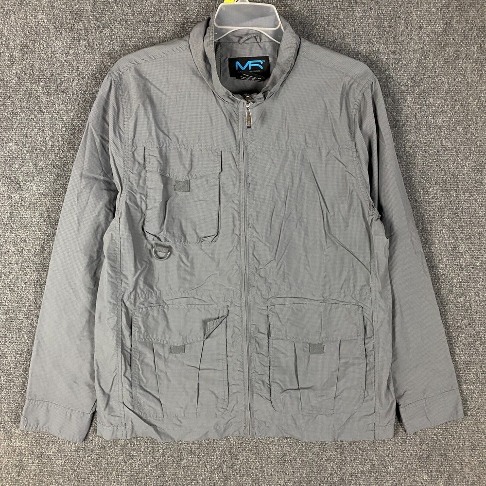 Mack Russo Windbreaker Jacket Men's XL Full Zip‎ 100% Polyester Adults Gray